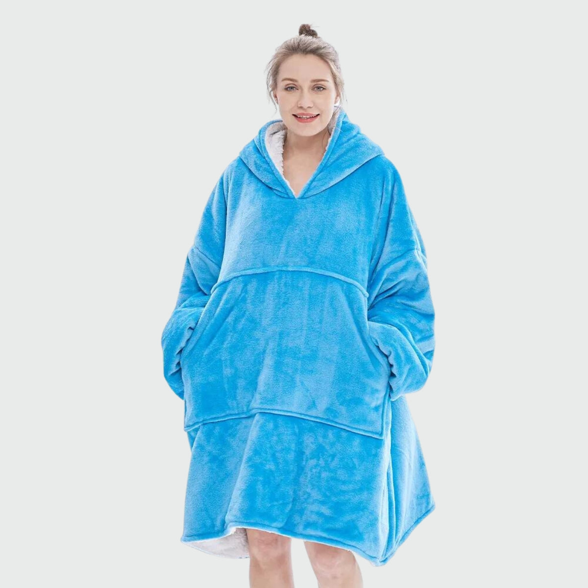Poncho Polaire Hiver Femme - bleu clair / unique