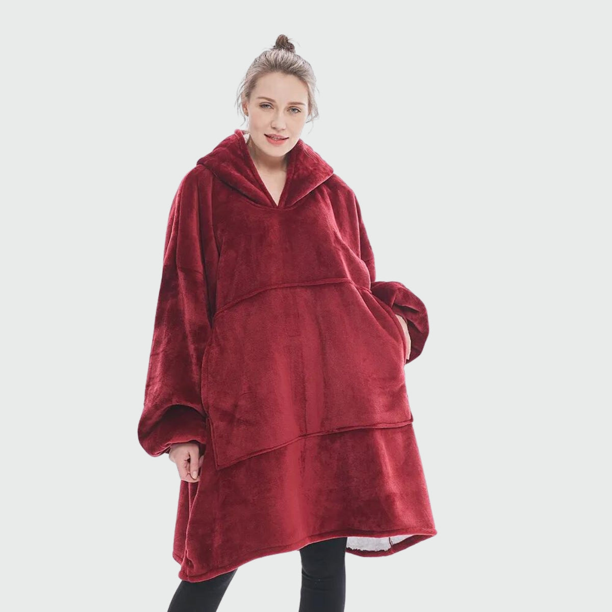 Poncho Polaire Hiver Femme - rouge / unique