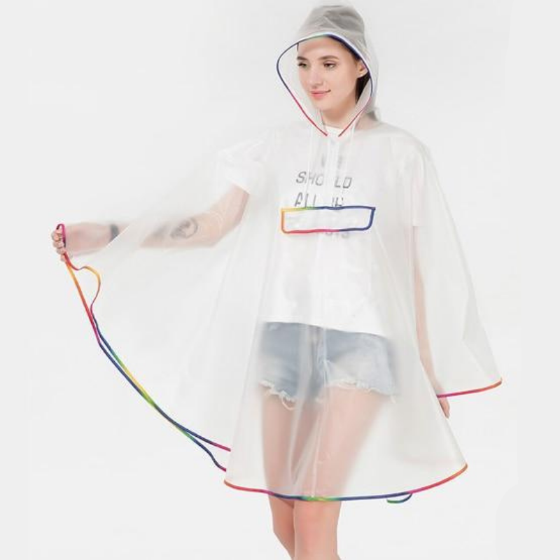 Poncho Transparent - Bordures multicolores