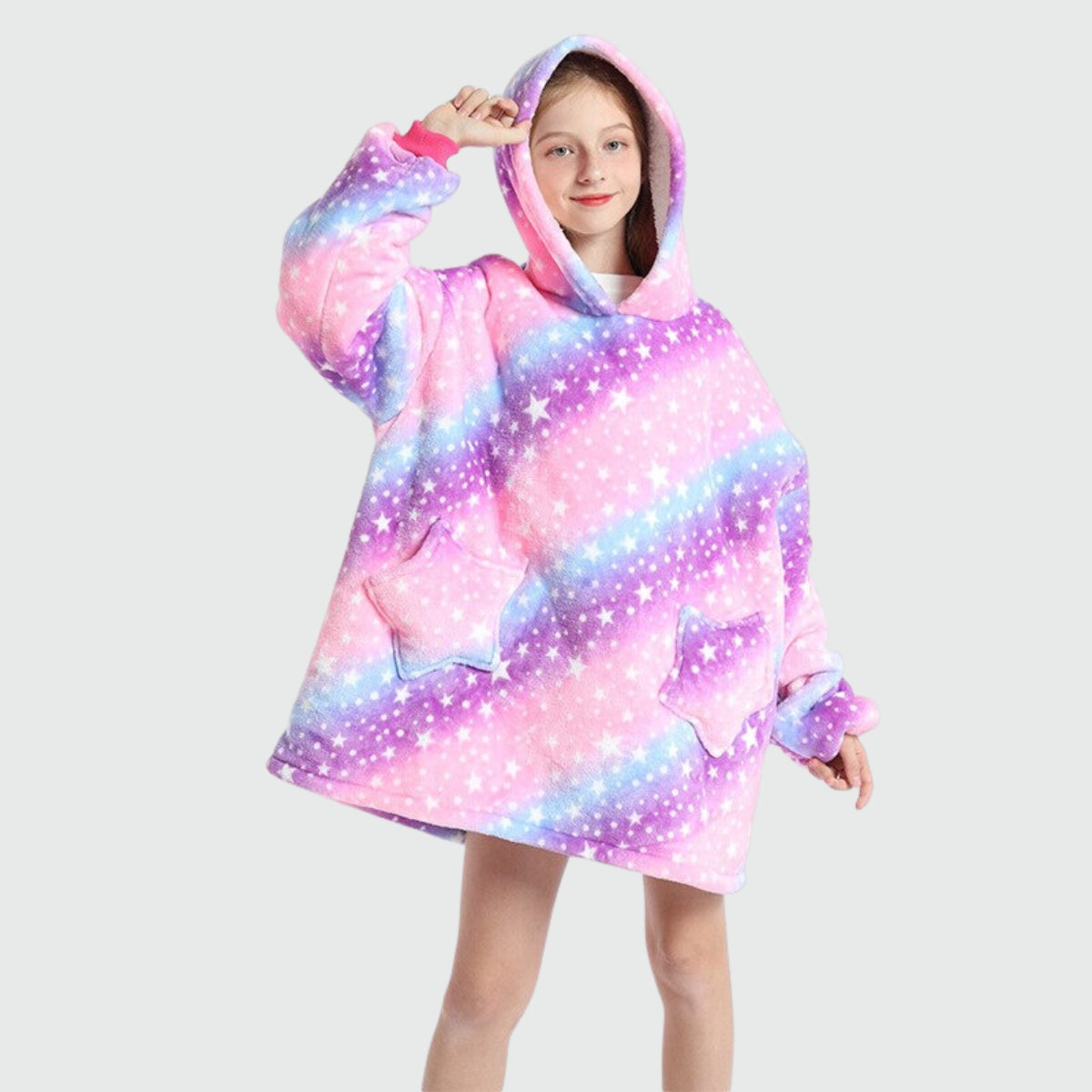 Pull Plaid Fille - Violet / Rose / 75 cm