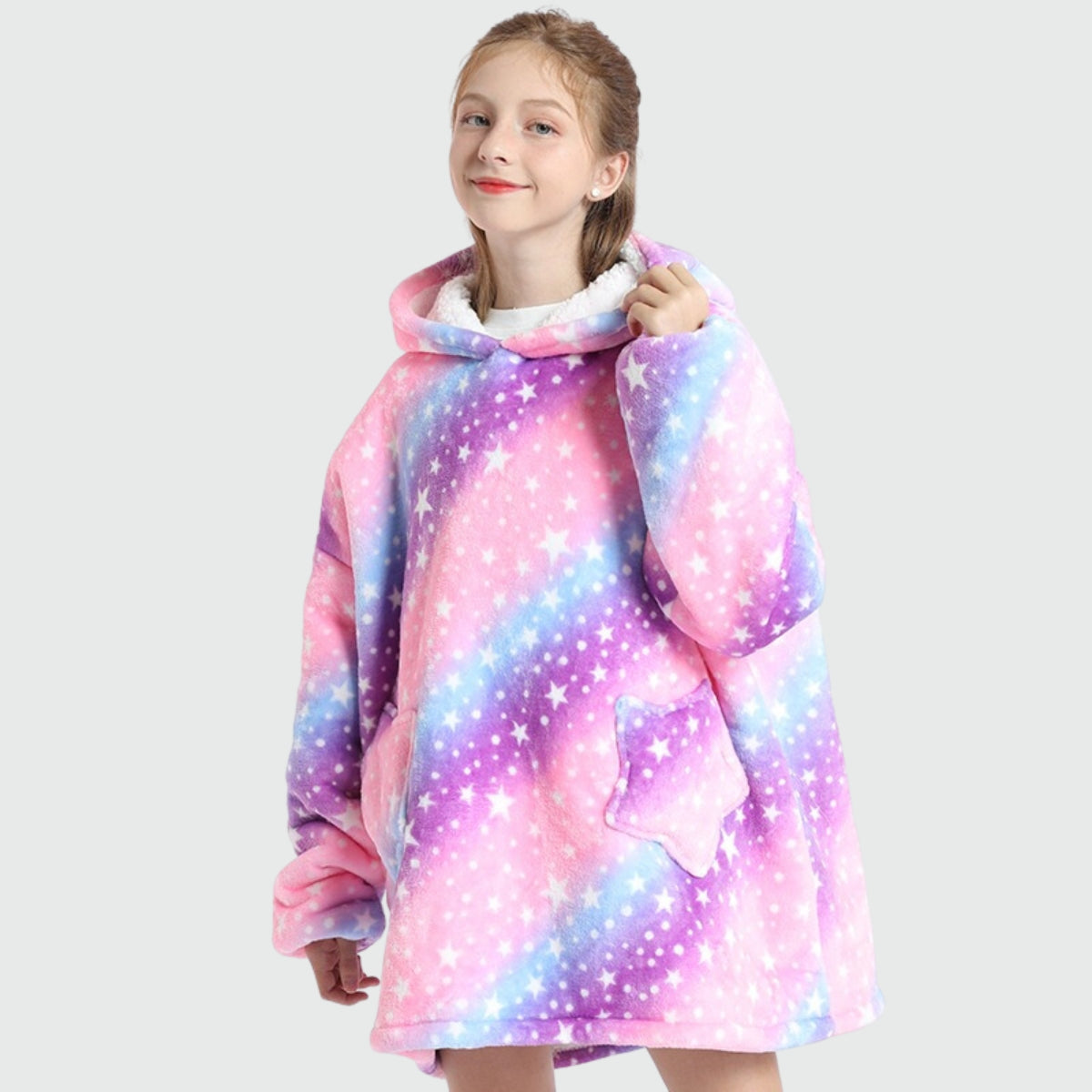 Pull Plaid Fille - Violet / Rose / 75 cm