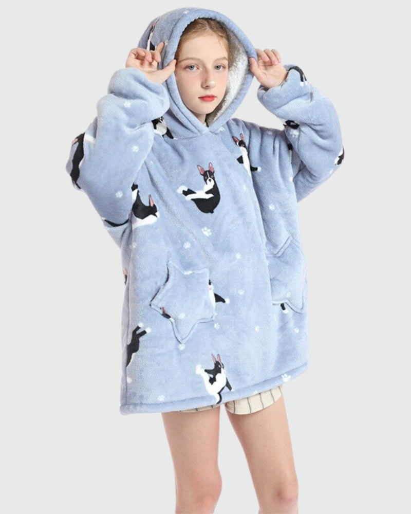 Sweat Plaid Enfant Chiens - Bouledogues français / 75 cm