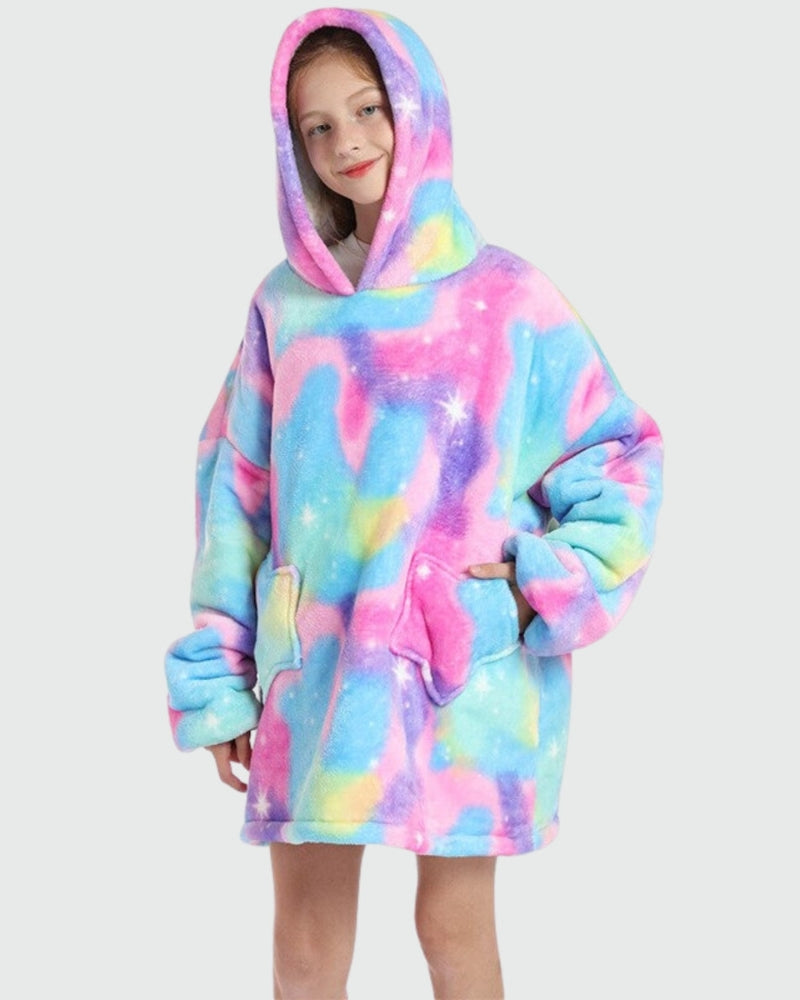 Sweat Plaid Fille Poncho Shop