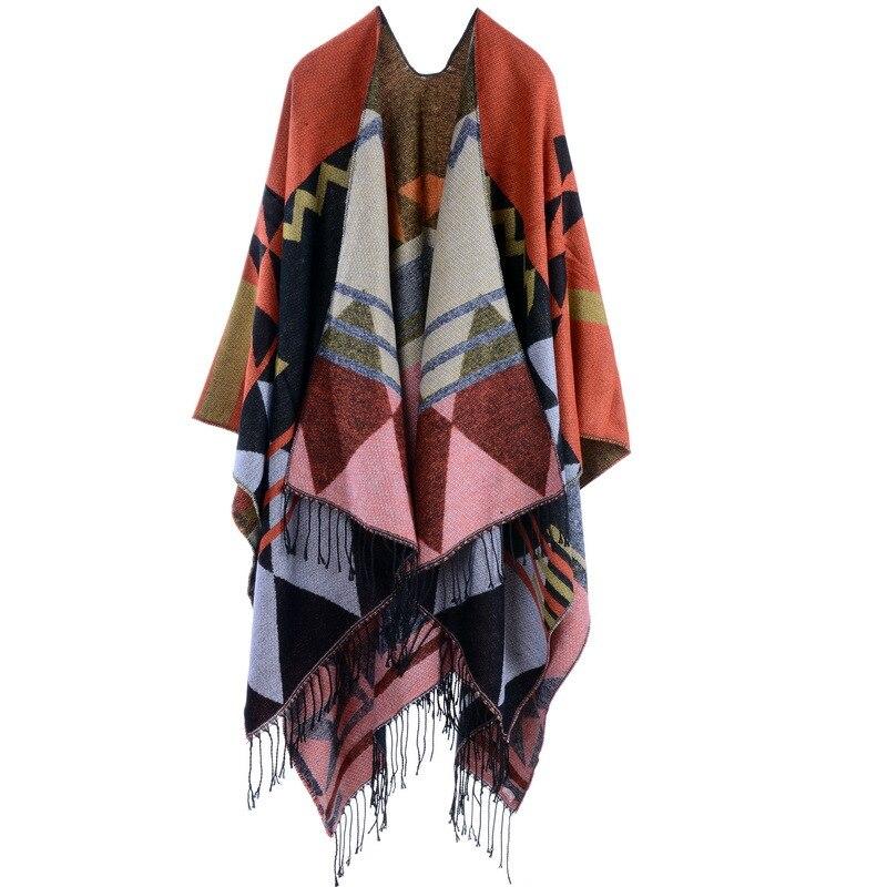 Poncho avec Franges - orange