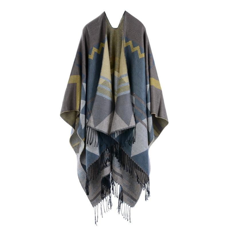 Poncho avec Franges - vert