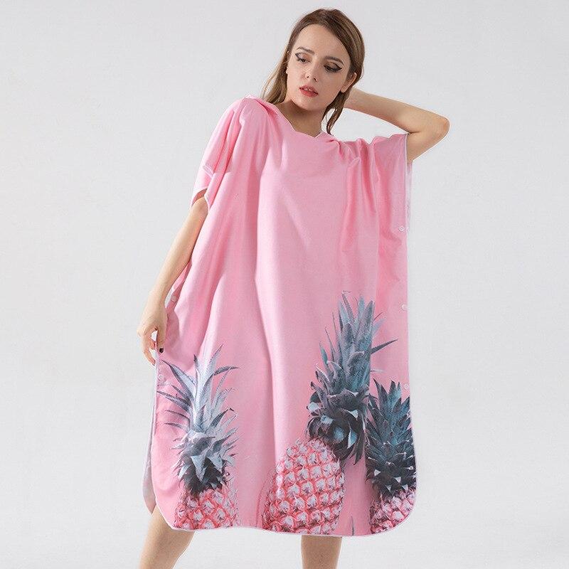 Poncho Bain Femme Ananas - Rose