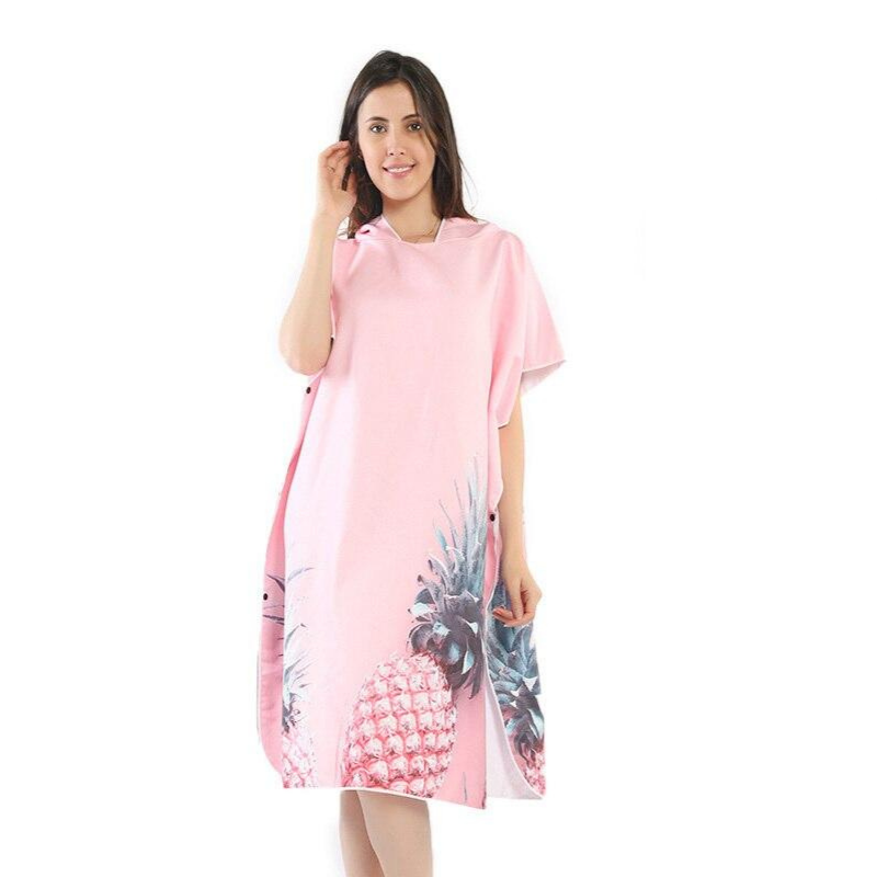 Poncho Bain Femme Ananas - Rose