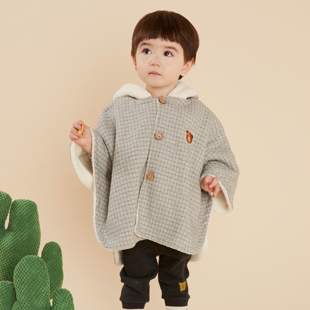 Poncho Bébé Gris Blanc