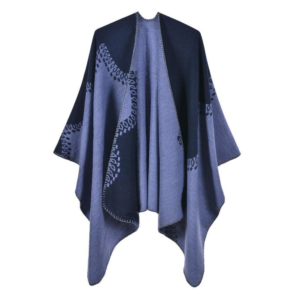 Poncho Doux Femme - bleu