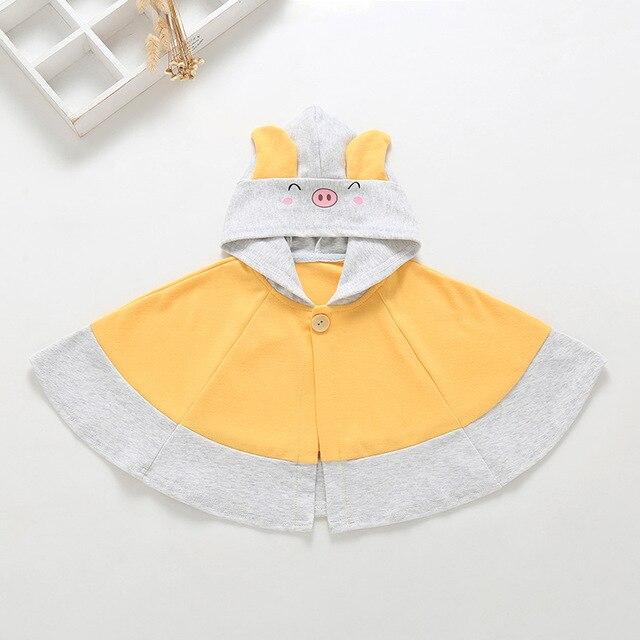 Poncho Enfant Capuche Cochon - Jaune / 6 mois