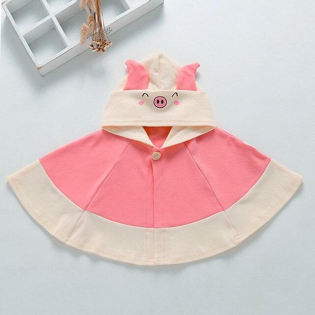 Poncho Enfant Capuche Cochon - Rose / 6 mois