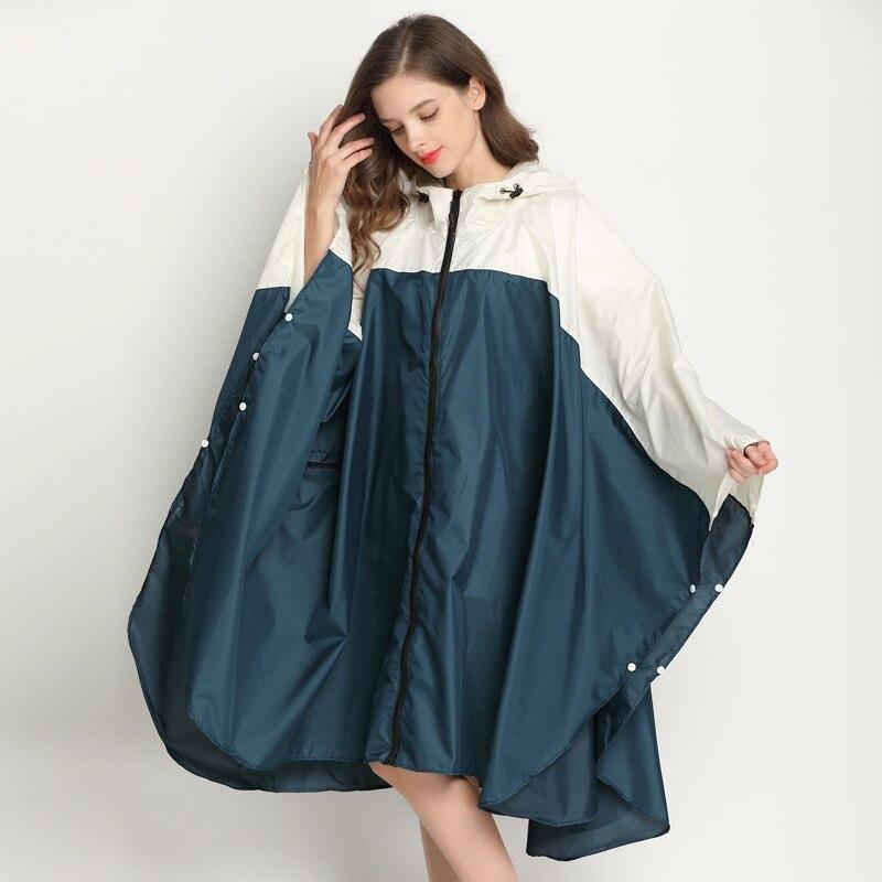 Poncho Femme Imperméable - Bleu océan & Blanc