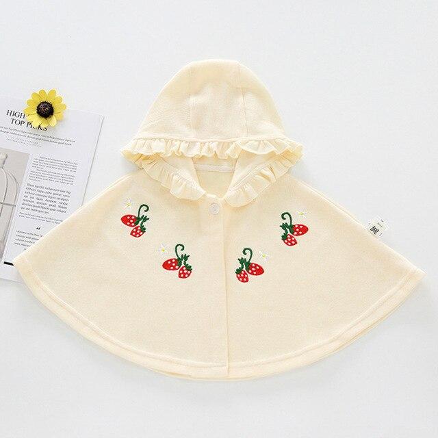 Poncho Fille Capuche Fraises - Beige / 6 mois