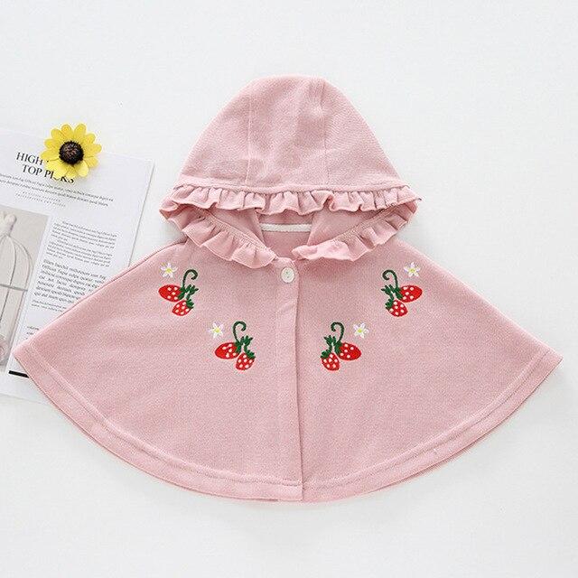 Poncho Fille Capuche Fraises - Rose / 6 mois