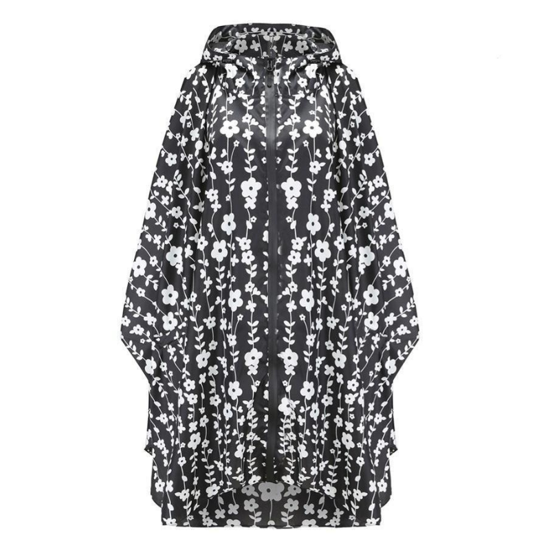 Poncho Long de Pluie - noir & blanc