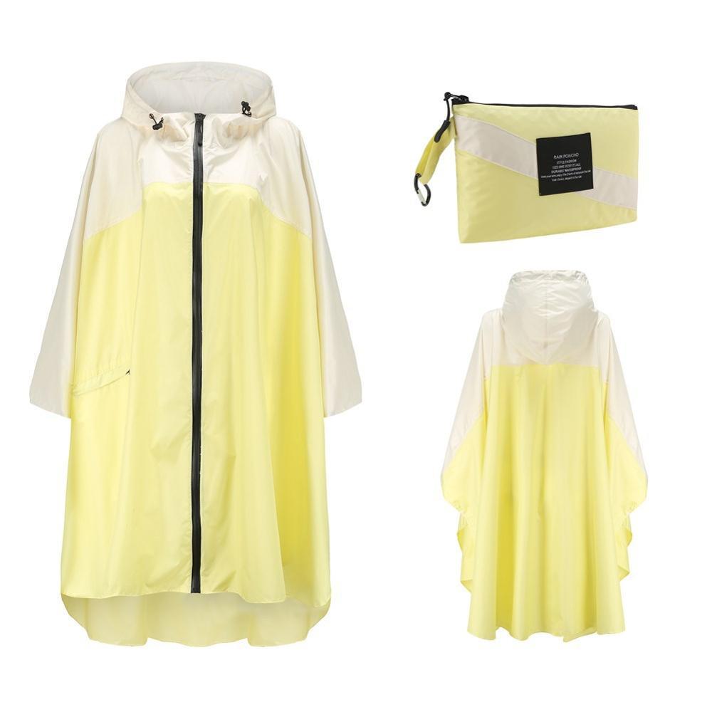Poncho Pluie Adulte - jaune & blanc