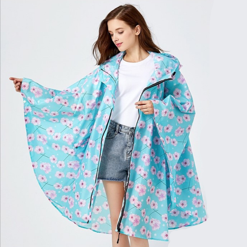 Poncho Pluie Femme Sakura - Bleu Clair