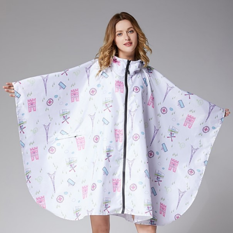 Poncho Pluie Tour Eiffel - Blanc