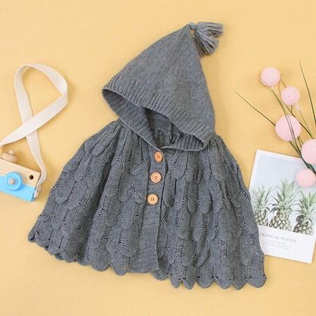 Poncho Tricot Bébé - gris / 12M