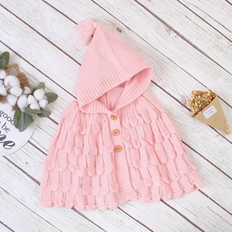 Poncho Tricot Bébé - rose / 12M