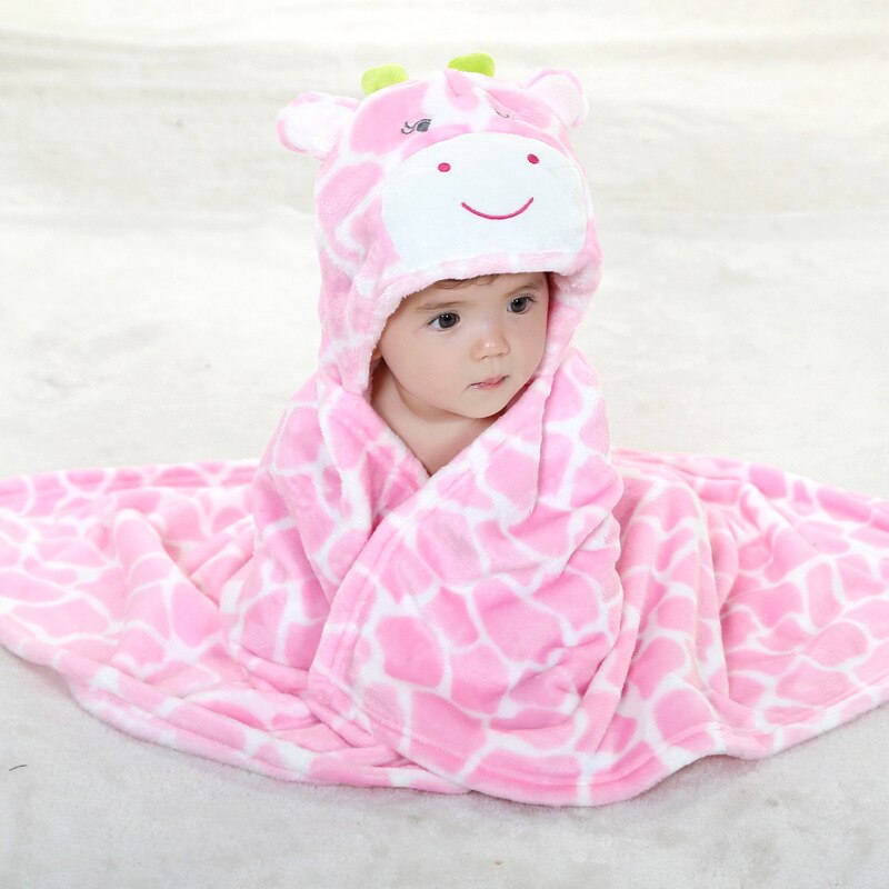 Cape de Bain Bébé Vache Rose
