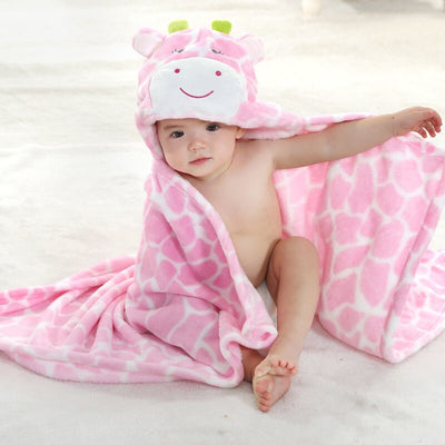 Cape de Bain Bébé Vache Rose