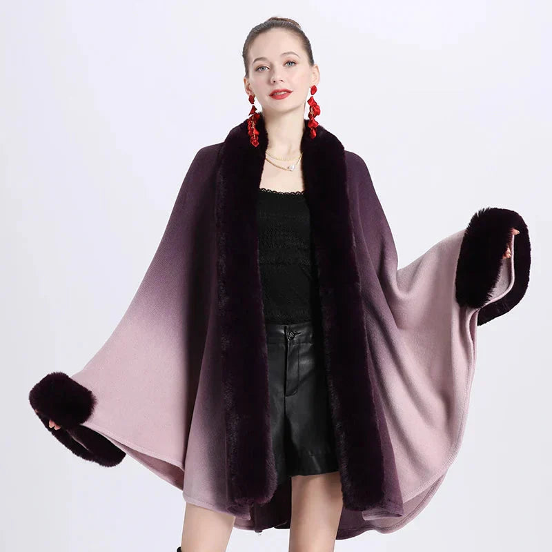 Cape Femme Fourrure Bicolore - violet / unique