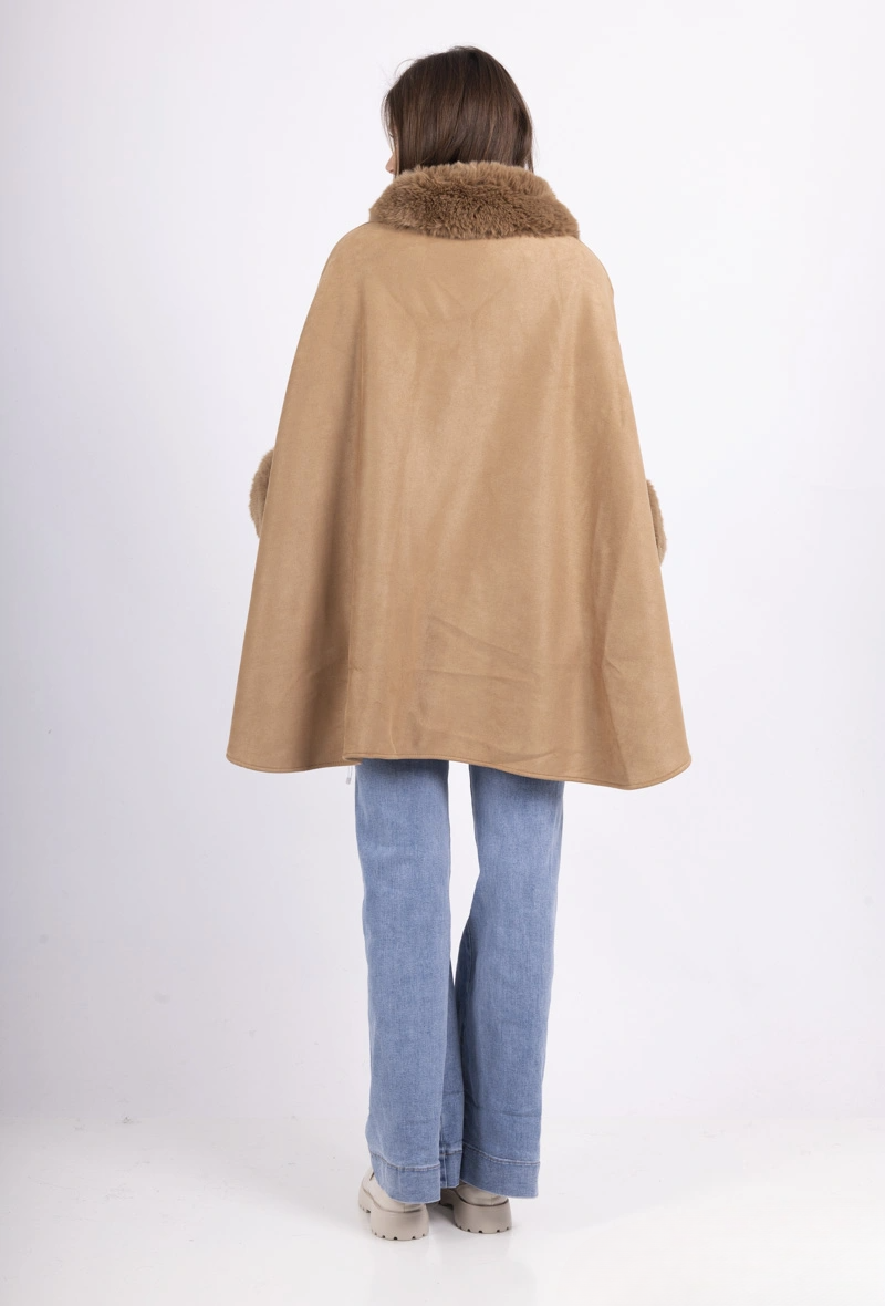 Cape Femme Col Fourrure