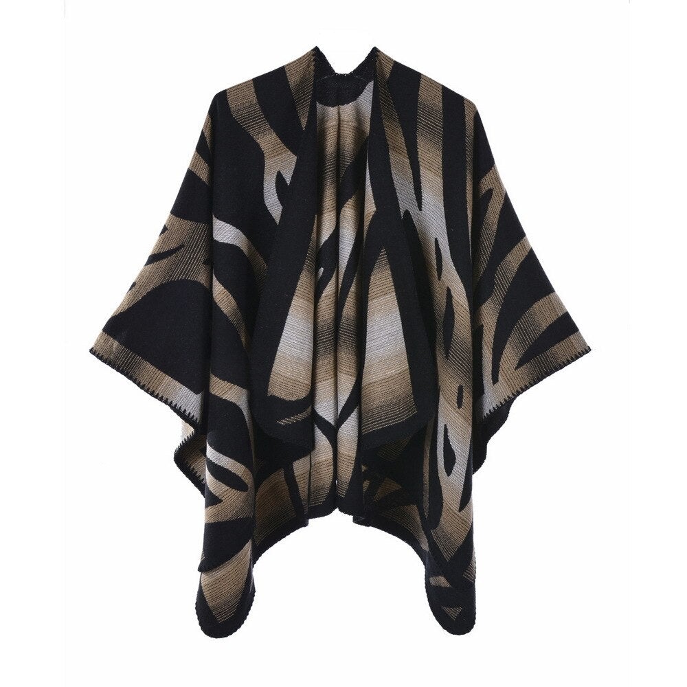 Poncho Femme Wild - café