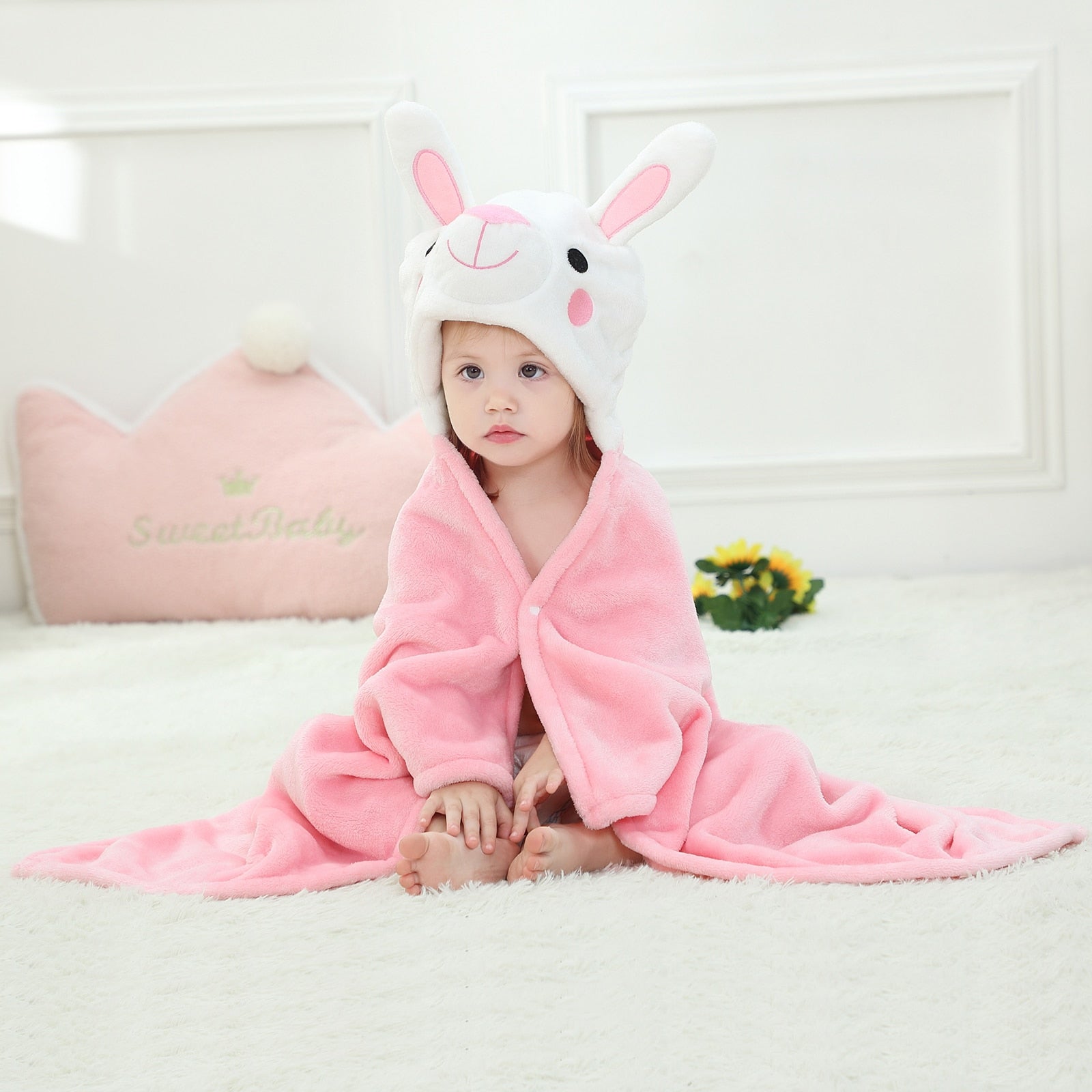 Poncho Bain Bébé Lapin - lapin / 70x100 cm