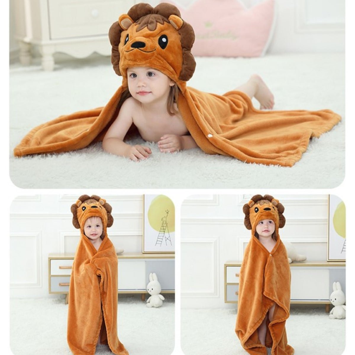 Poncho Bain Bébé Lion - lion / 70x100 cm