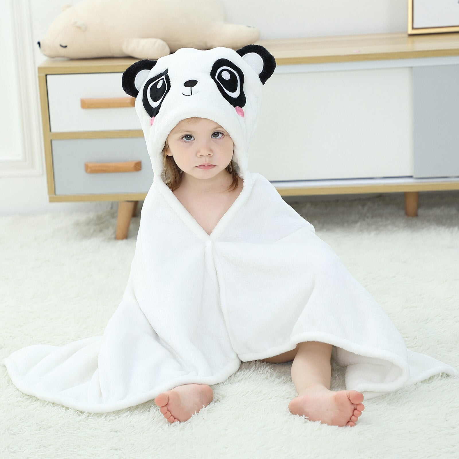 Poncho Bain Bébé Panda - panda / 70x100 cm