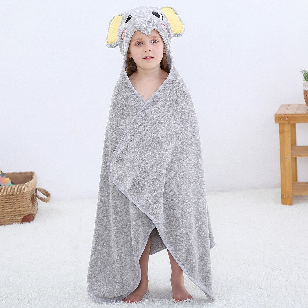 Poncho Bain Enfant Eléphant Gris - éléphant / 70x120 cm