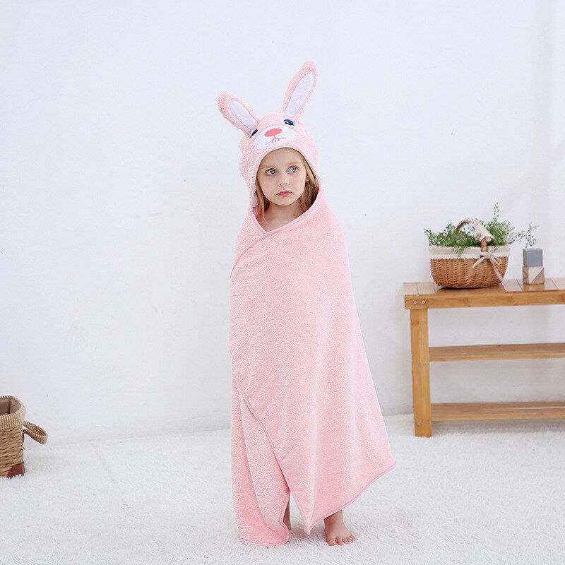 Poncho Bain Enfant Lapin Rose - lapin rose / 70x120 cm