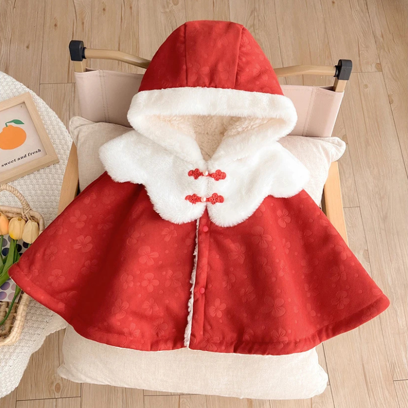 Poncho Bébé Fille Rouge - 0-3 ans