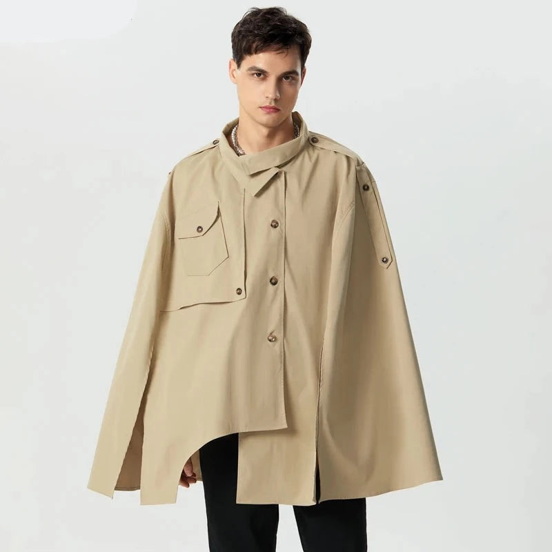 Poncho Cape Trench Homme