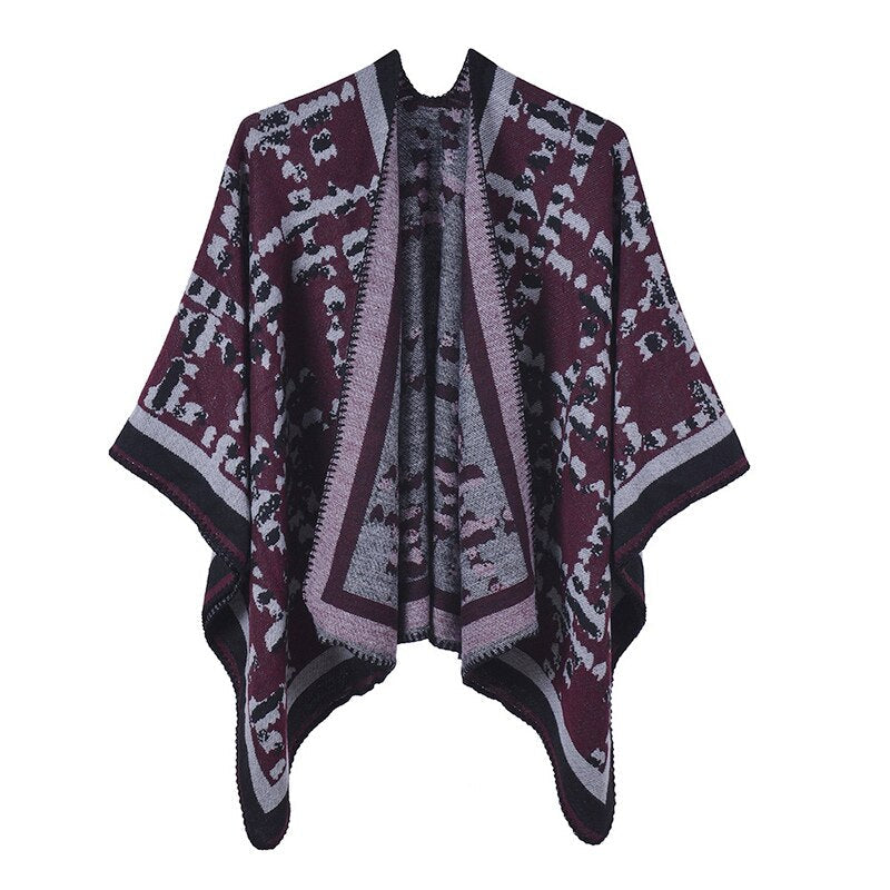 Poncho Femme Vintage - Bordeaux / Unique