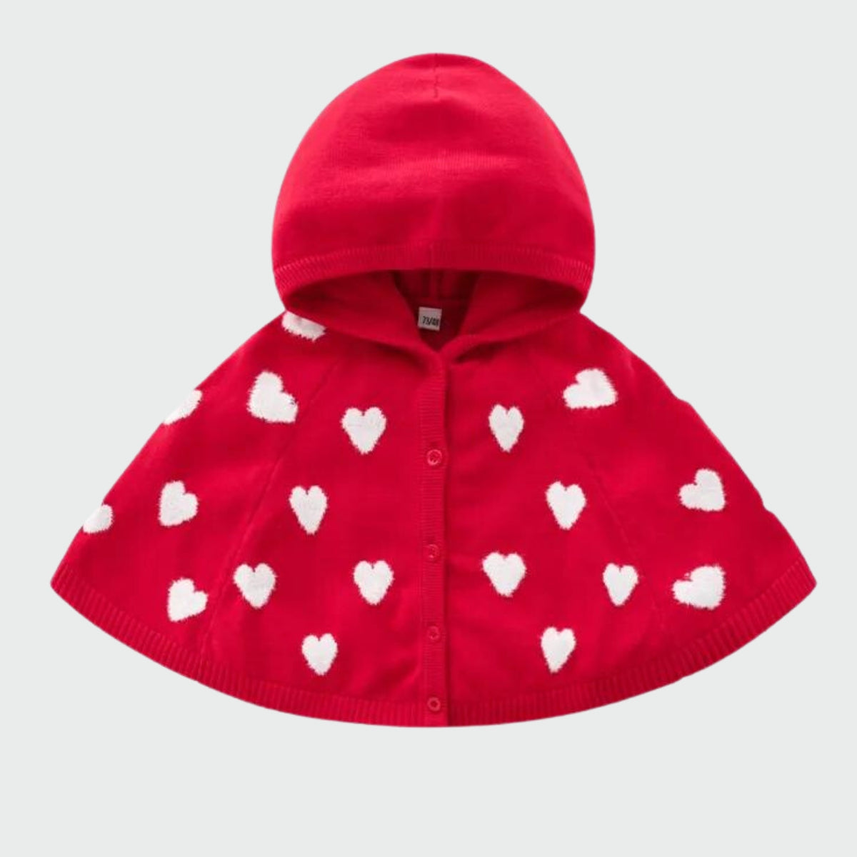 Poncho Enfant Rouge Cœurs Blancs - rouge / 6-9 mois