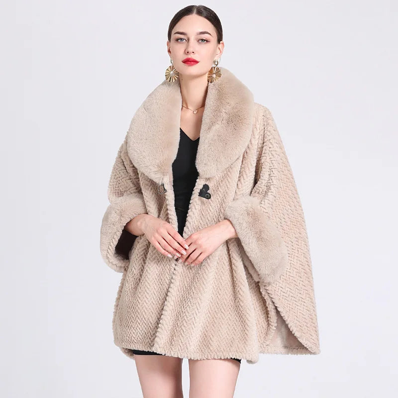 Poncho Fausse Fourrure Femme