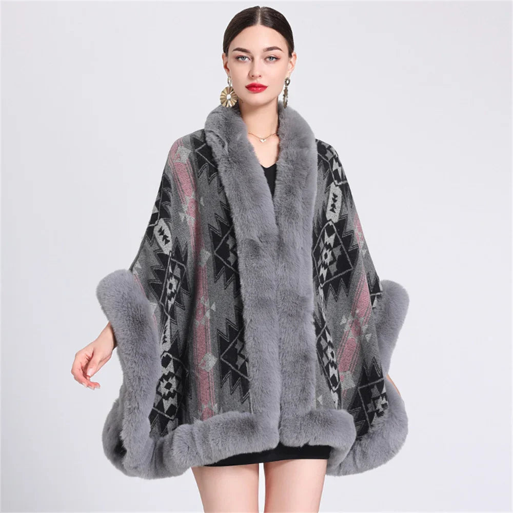 Poncho Femme Motif Ethnique