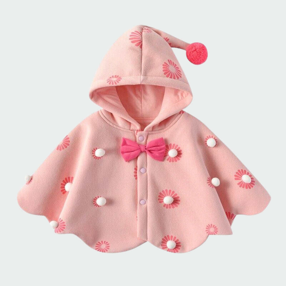 Poncho Fille Rose Capuche - Rose / 18-24 mois