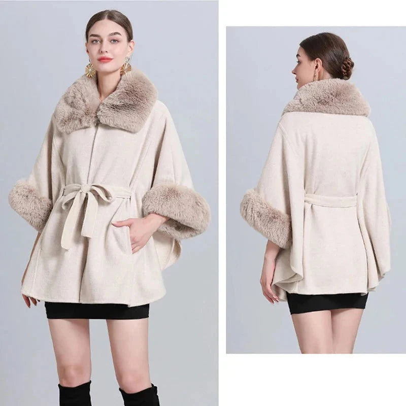 Poncho fourrure femme hotsell