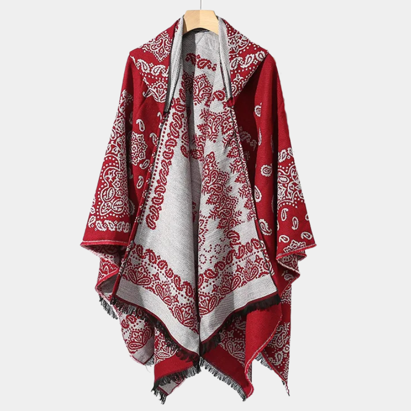 Poncho Homme avec Capuche - rouge