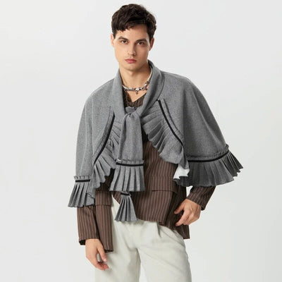 Poncho Homme avec Echarpe - gris / S