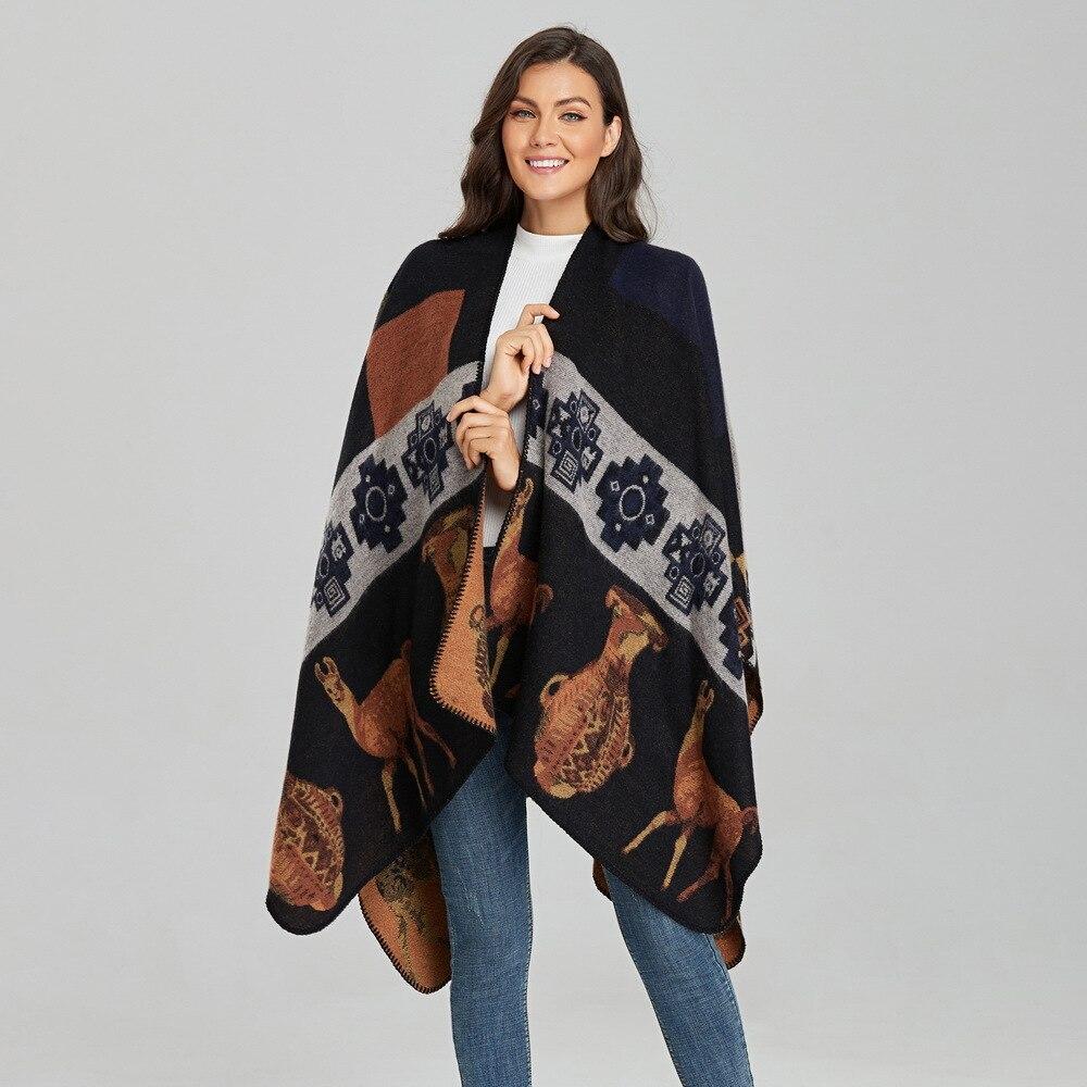Poncho Femme Marron - marron