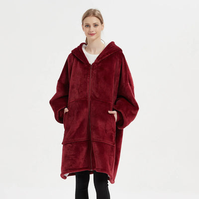 Poncho Polaire Femme Fermeture Eclair - rouge / unique