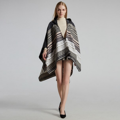 Poncho à Capuche Femme - Gris