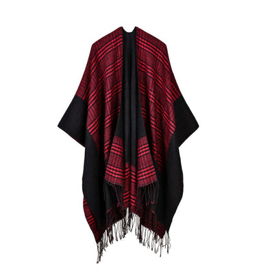Poncho à Frange - rouge