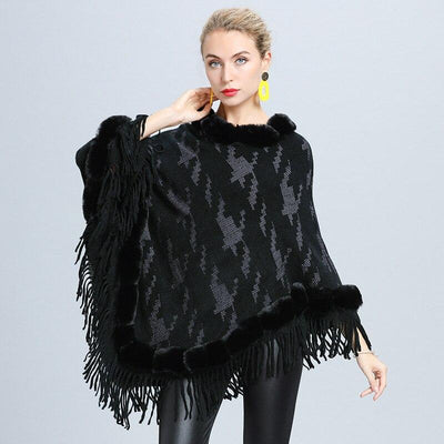 Poncho en Fausse Fourrure - Noir