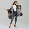 Poncho Femme Carreaux Gris - Gris